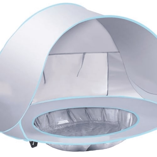 Baby Beach Tent Pop Up Portable Shade Pool UPF50+ UV Protection Sun Shelter for Infant with Easy Set Up Canopy (Silver Beach Tent)
