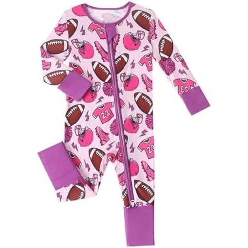 Unisex Baby Bamboo Viscose Long Sleeve Romper, Cute Prints Zipper Footless Jumpsuit, Toddler One-Piece Outfits