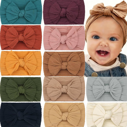 CÉLLOT Super Stretchy Soft Knot Headbands with Hair Bows Head Wrap Hair Accessories For Newborn Baby Girls Infant Toddlers Kids