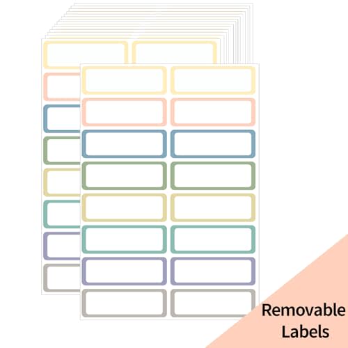 STARLIBOO Removable Labels, Removable Colored Labels Stickers, Self-Adhesive Rectangular Stickers Water/Oil/Tear Resistant for Food Containers/Classroom/Storage (8 Colors, 240 Labels)