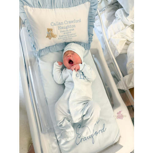 Sky Blue Baby Boy Coming Home Set – Personalized 100% Pima Cotton Set – Caprilina