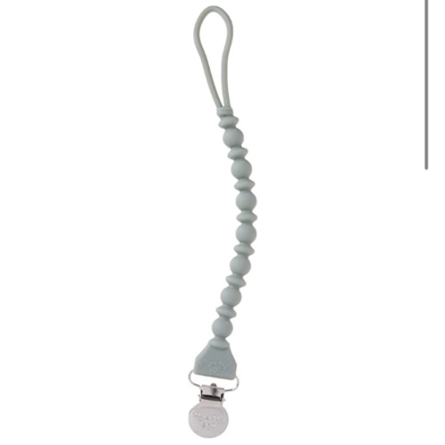 Itzy Ritzy Silicone Pacifier Clip; 100% Silicone Pacifier Strap with Clip Keeps Pacifiers, Teethers & Small Toys in Place; Features One-Piece Beaded Design & Silicone Cord, Succulent with Silver Clip
