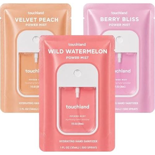 Touchland Unscented Hydrating Hand Sanitizer Spray, 3 Pack Travel Size