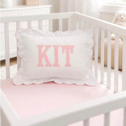 Personalized Baby Name Pillow Cover | Scalloped Nursery Pillow | Custom Embroidered Baby Pillow | Boy Nursery Decor | Baby Shower Gift