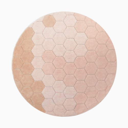 Lorena Canals Round Honeycomb Washable Rug - Rose, 4' 7"