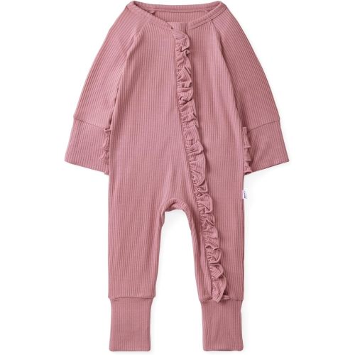 Little Sleepies Ruffle Zippy, Newborn Pajamas, Viscose from Bamboo Baby Pajamas, Girls Preemie Newborn Sleepers, 2-Way Zipper