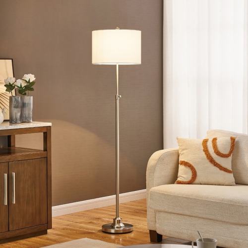 KAWOTI 63.5" Standard Adjustable Floor Lamp with Fabric Linen Shade