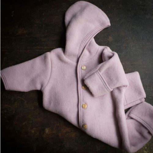 Baby Merino Wool Fleece Suit - Lilac Rose