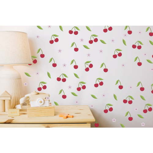 Cherry Wall Decals – Blossom & Leaf Stickers for Kitchen, Nursery, or Kids Room Decor se281