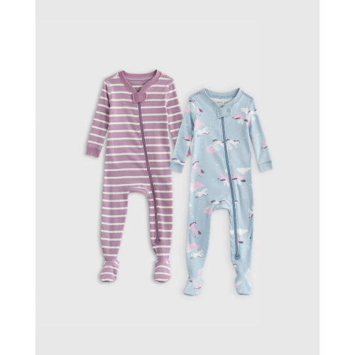 100% Organic Cotton Tight Fit Footie Pajamas 2-Pack - Baby Girl in Celestial Unicorns