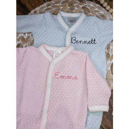 Paty Inc Knit Personalized Baby Footie, Baby Boy Girl Coming Home Outfit, Baby Girl Gift, Baby Boy Gift Idea, Baby Shower Gift Idea,