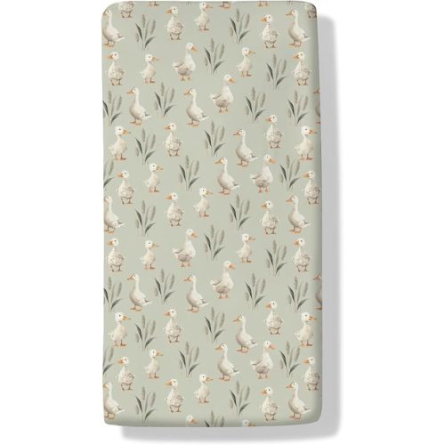 Vintage Duck Reeds Baby Boys Girls Crib Sheets Watercolor Ducks Leaves Lake Fitted Crib Mattress Cover Farm Animal Toddler Baby Sheet for Standard Crib 28x52in