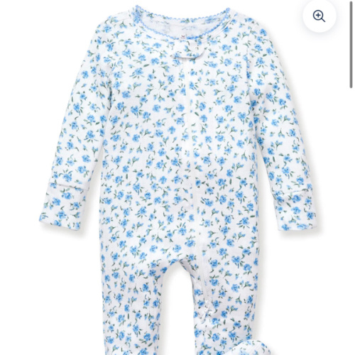 Baby's Pointelle Footie Romper in Blue Floral
