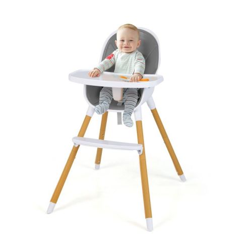 Infans 4-in-1 Infant Feeding Chair Convertible High Baby Chair w/Adjustable Tray Grey