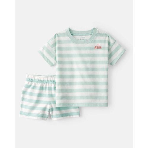 Toddler Boy 2-Piece Shark Striped Top & Short Set - Blue/Ivory | Carter's