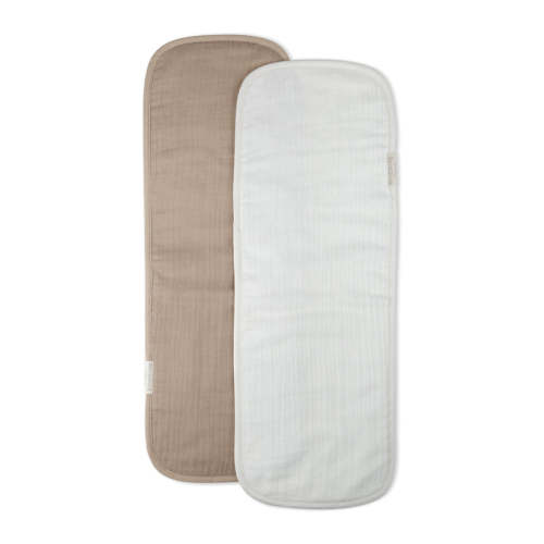 Organic Burp Cloth Muslin - Ivory & Taupe