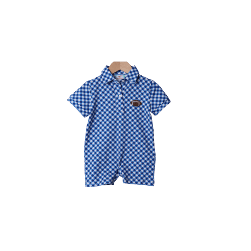 Blue Checkered French Knot Football Jon Jon