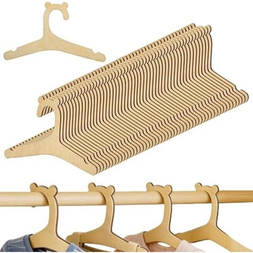 50 Pack Wooden Baby Hangers, Cute Baby Hangers with Bear Ears,