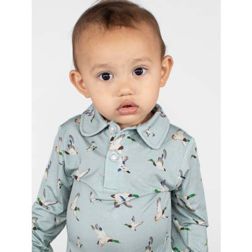 Long Sleeve Polo Romper-Mallards – Goosies
