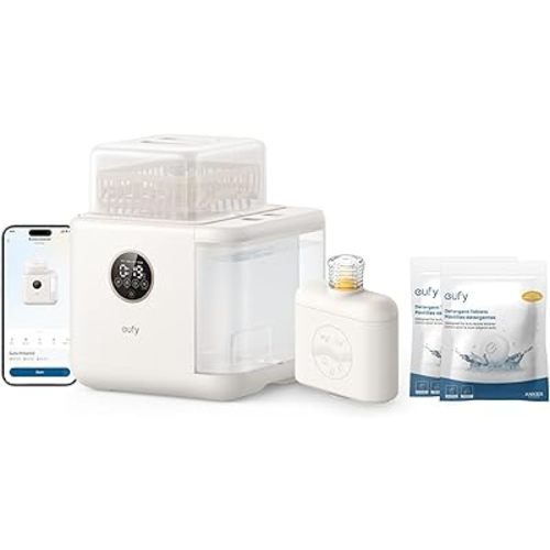 eufy Bottle Washer S1 Pro, Built-in Water Softener, All-in-One 3D HydroBlast Washer, 212°F Steam Sterilizer & Thoroughly Fast Dryer, Largest 10-Bottle Capacity, Smart App Control, Hands-Free