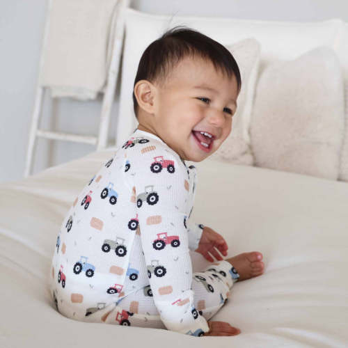 Little Farmer Bamboo Waffle Convertible Zip Romper