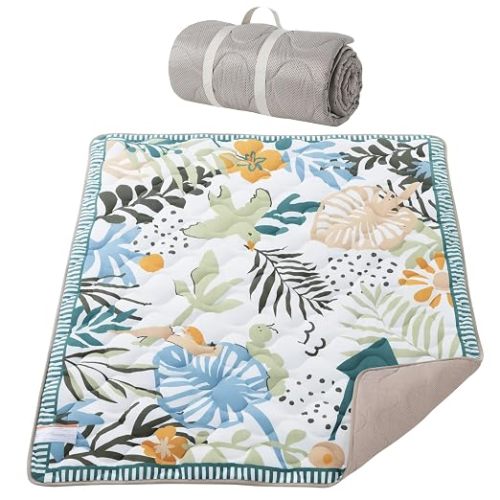 Momcozy Baby Play Mat for Floor, 59"x71" Thickened Playpen Mat, Playmate for Baby Tummy Time, Waterproof & Non-Slip, Foldable Outdoor Mat with Carrying Handle, Forest World