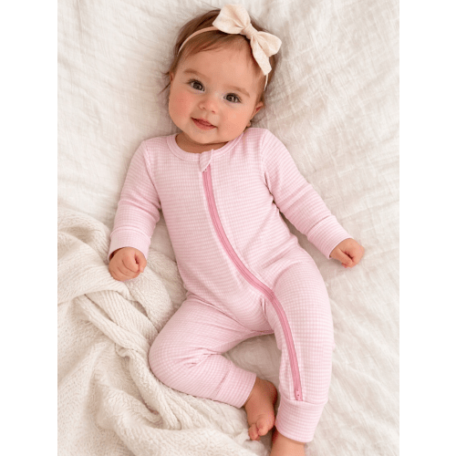 Pink Stripe / Ribbed 2-Way Zip Romper – SpearmintLOVE