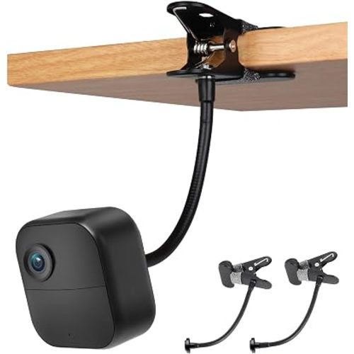 iTODOS 2 Pack Flexible Clip Clamp Mount - Compatible with Blink Mini, Outdoor (3rd Gen) XT3, XT, XT2, Indoor - 8 Inch Flexible Gooseneck Arm - Attach Camera Anywhere