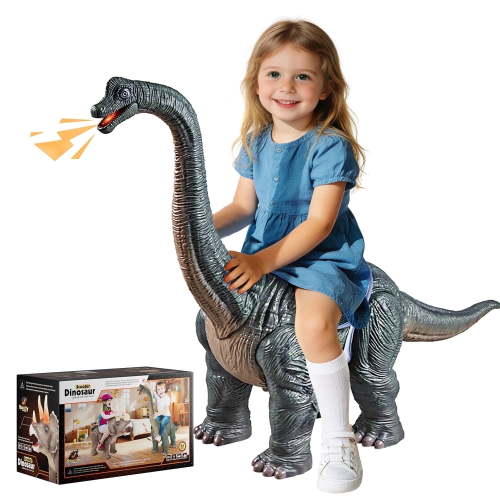Wonder Living Dinosaur Ride On Toy Cars for Kids,Realistic Brachiosaurus Push Car with Three Sound Effects,Sound and Light Effects PP Wheels