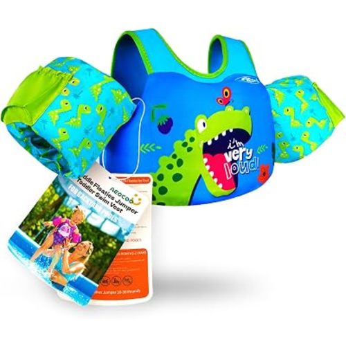 Puddle Float Jumper for Swimming, Toddler Swim Vest for Water Play, Pool Floats with Swimming Arm Floaties Swim Jacket & Water Wings for Kids Swimmies, Boys, Girls, Niños