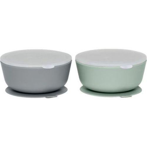 Weesprout Suction Bowls for Baby & Toddlers, 100% Silicone with Plastic Lid, 12 oz, Set of 2