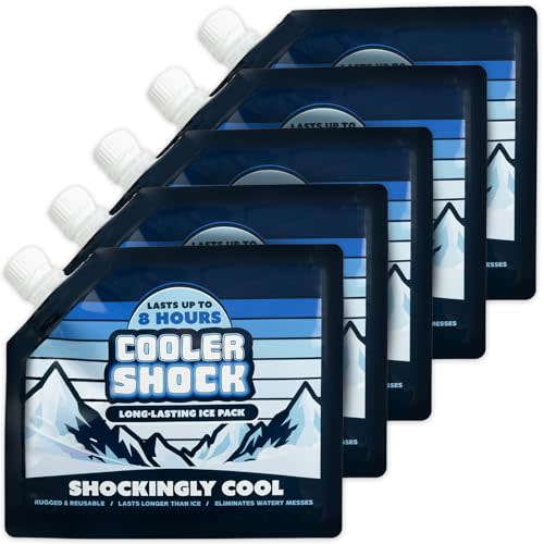 Cooler Shock Reusable Ice Packs for Cooler - Long Lasting Cold Freezer Packs for Coolers and Lunch Boxes - Cooler Ice Packs for Camping Gear, Fishing, Road Trips, Beach Must Haves