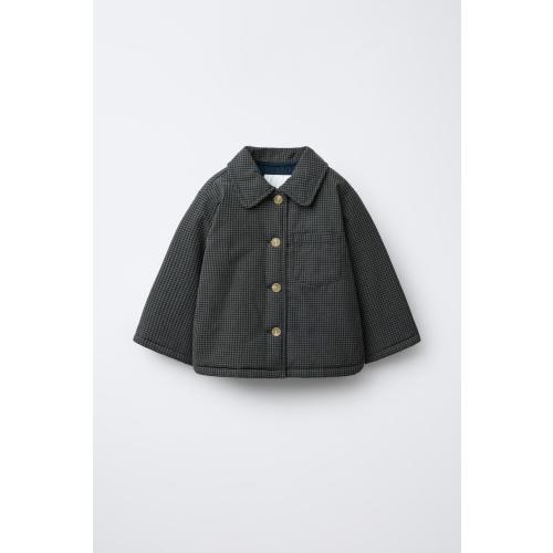GINGHAM PRINT PUFFER JACKET - Black / Green | ZARA United States