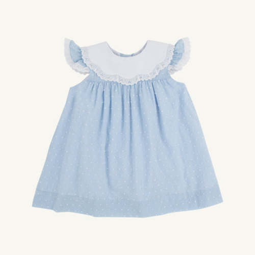 Franny Frock - Sarasota Sky Dallas Dot with Worth Avenue White