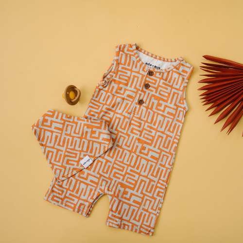 Raffia Sleeveless Romper and Bib Bundle