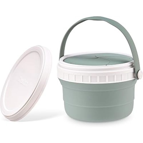 No Spill Silicone Toddler Snack Containers, Detachable Silicone Flap for Filling&Cleaning, Crumb-Free Hard Plastic Screw Travel Lid, Ultra-Soft for Baby Kids Hand In-Out, Snack Cup Holder 12 oz