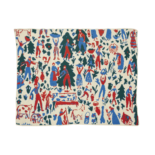 Hand-Knit Blanket by Artist Hillery Sproatt — “Child Swiss Fields Blue”