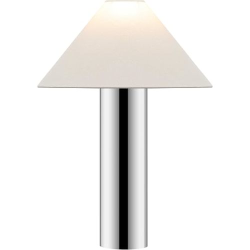 SAFAVIEH Lighting Collection Cheri 21-inch Inch Chrome/White Metal Table Lamp (LED Bulb Included)