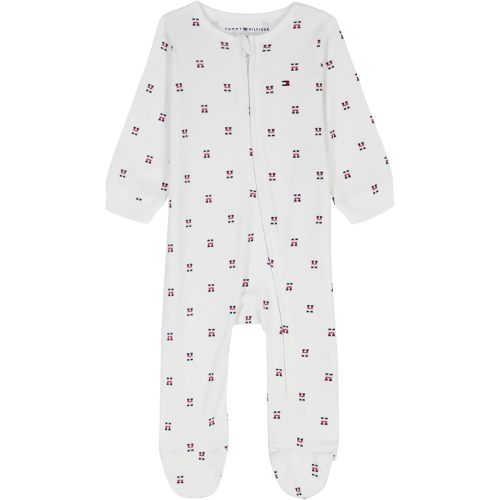 Tommy Hilfiger Baby Long Sleeve Footed Onesie (3-6M, White)