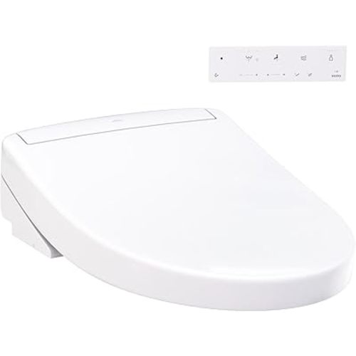 TOTO WASHLET S5 Electronic Bidet Toilet Seat with Instantaneous Water Heating, PREMIST and EWATER+ Wand Cleaning, Elongated, Cotton White - SW3446#01
