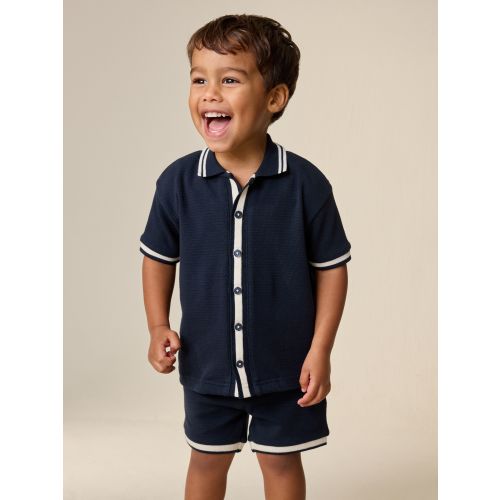 Navy Short Sleeve Shirt and Shorts Set (3mths-7yrs)
