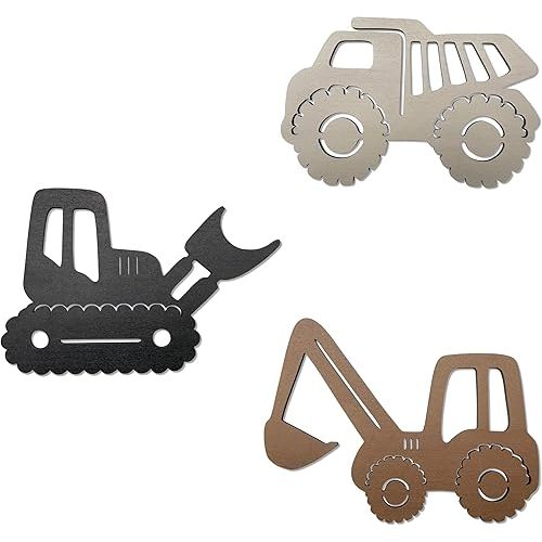 Ajqiomh Construction Trio Nursery Wall Decor Wooden Construction Vehicles Decor Kids Room Wall Decor Kids Room Decor Nursery Playroom Wall Decor for Boys