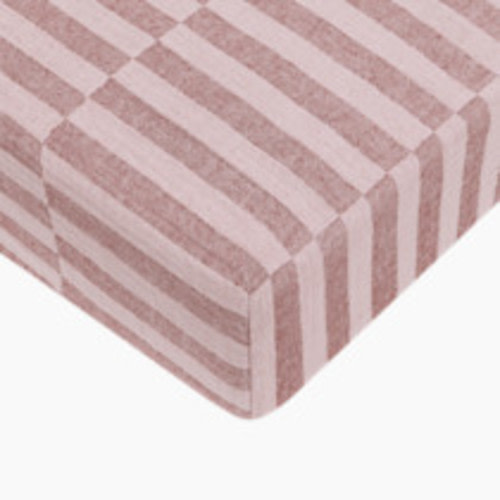 babyletto Crib Sheet in GOTS Certified Organic Muslin Cotton - Maroon Stripe