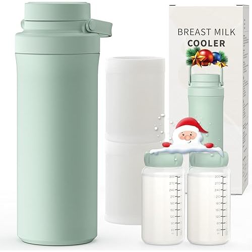 Xaproo 22oz Breast Milk Cooler Bottle, Breastmilk Cooler with 360° Cooling for 24 Hours, Portable Milk Chiller for Breastmilk with 2pcs Baby Bottles, Breast Milk Storage Bags for Baby, BPA-Free