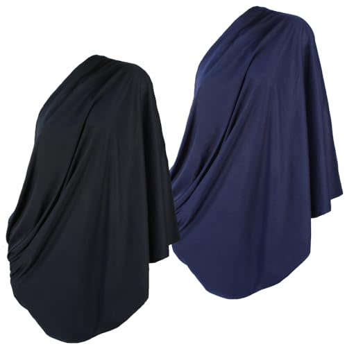 2 Pack Nursing Covers for Breastfeeding, Soft Infinity Scarf Shawl Cover Up - Lightweight, Breathable Privacy Nursing Wrap (Navy Blue & Black)