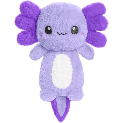 Purple Axolotl Microwavable 1.5 lbs Unscented Heating Pad for Women and Kids- Cute Soft Cozy Pillow Plush Heatable Warm Stuffed Animals - Kawaii Hot and Cold Plushie - Axolotl Gifts for Girls and Boys