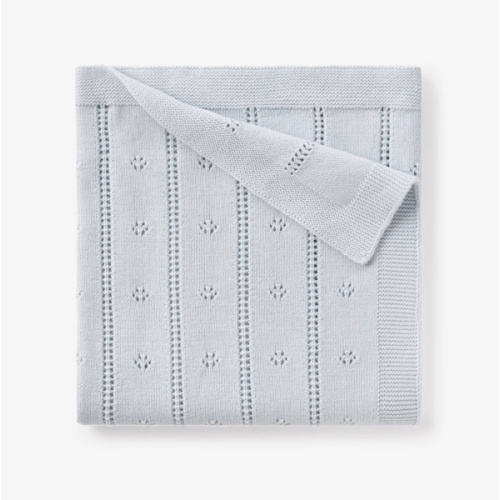 Pale Blue Pointelle Knit Baby Blanket – Elegant Baby