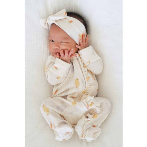 Sweet Peep Bamboo Waffle Knit Large Bow Headwrap