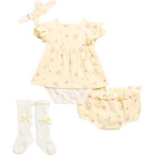 Nicole Miller Floral Cotton Gauze Dress Bodysuit & Bloomers Set | Nordstromrack