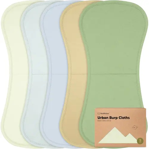 Organic Burp Cloths Baby Boy & Girl - 5-Pack Super Absorbent Cotton Burping Cloths for Babies, Soft & Plush Newborn Spit Up Rags, Infant Towels for Milk Spit Up, Unisex, Large 21" x 10" (Dew)